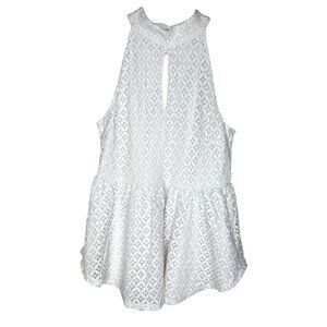 Kaari Blue Women’s Medium White Lace Peplum Halter Top